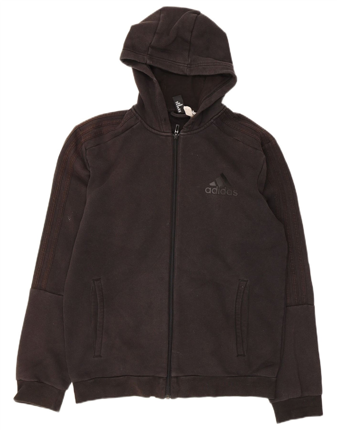 ADIDAS Mens Zip Hoodie Sweater Medium Black Cotton