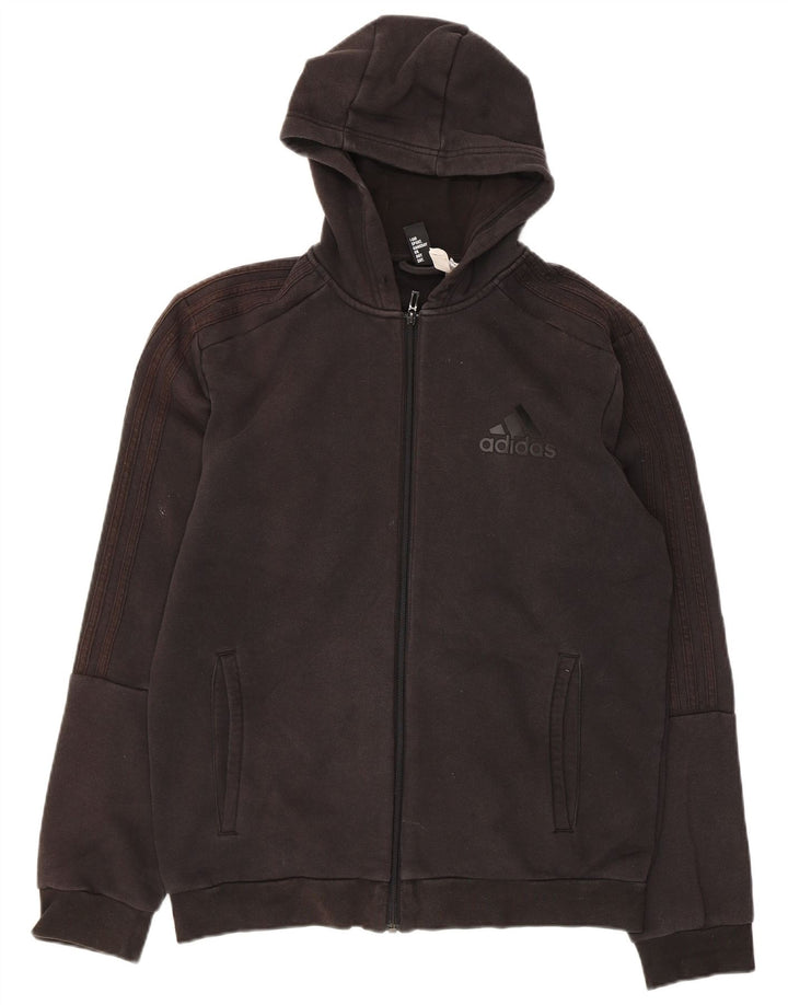 ADIDAS Mens Zip Hoodie Sweater Medium Black Cotton