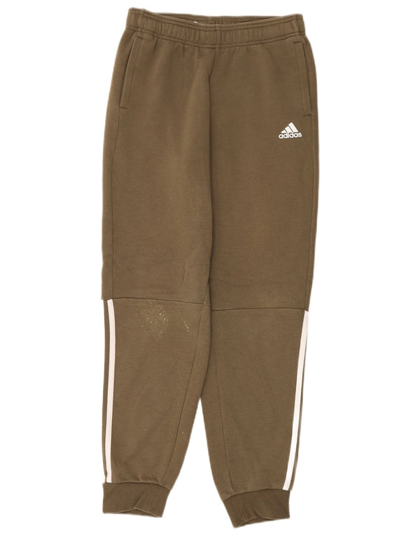 Adidas Boys Tracksuit Trousers Joggers 13-14 Years Khaki Cotton