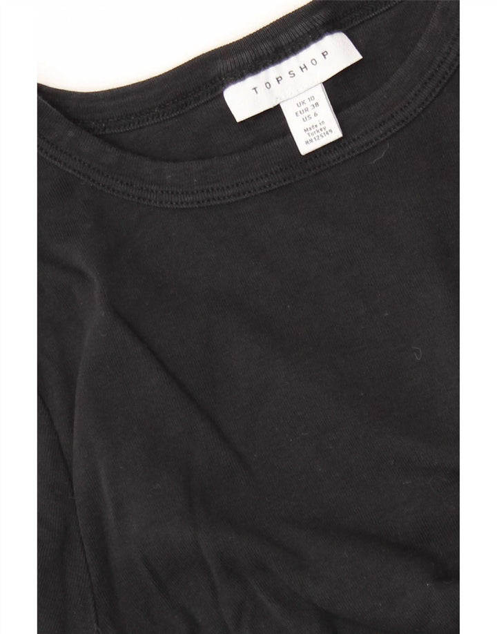 Topshop Womens Crop Top Long Sleeve UK 10 Small  Black
