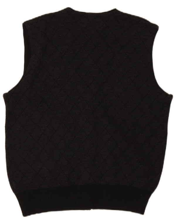 Paul & Shark Mens Sleeveless Cardigan Sweater Small Grey Argyle/Diamond