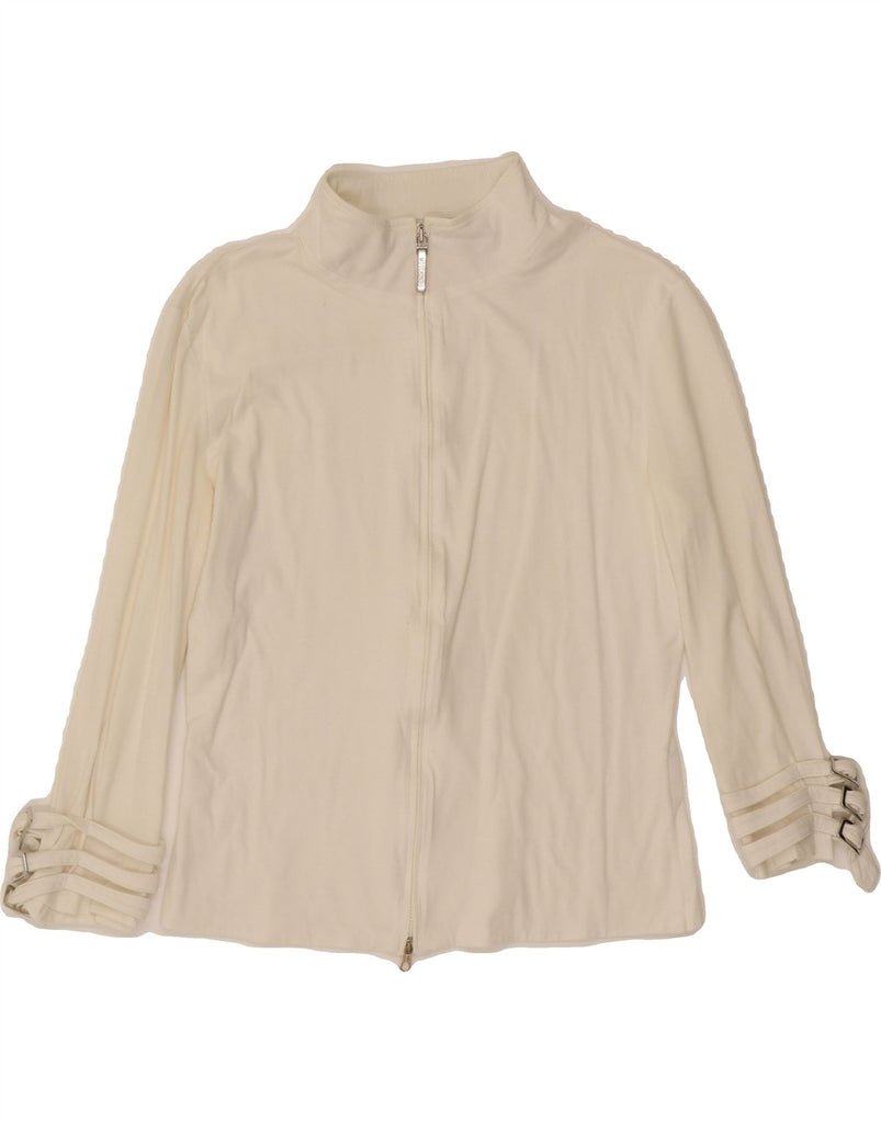 MOSCHINO Womens Crop Tracksuit Top Jacket UK 14 Medium White Cotton Vintage Moschino and Second-Hand Moschino from Messina Hembry 