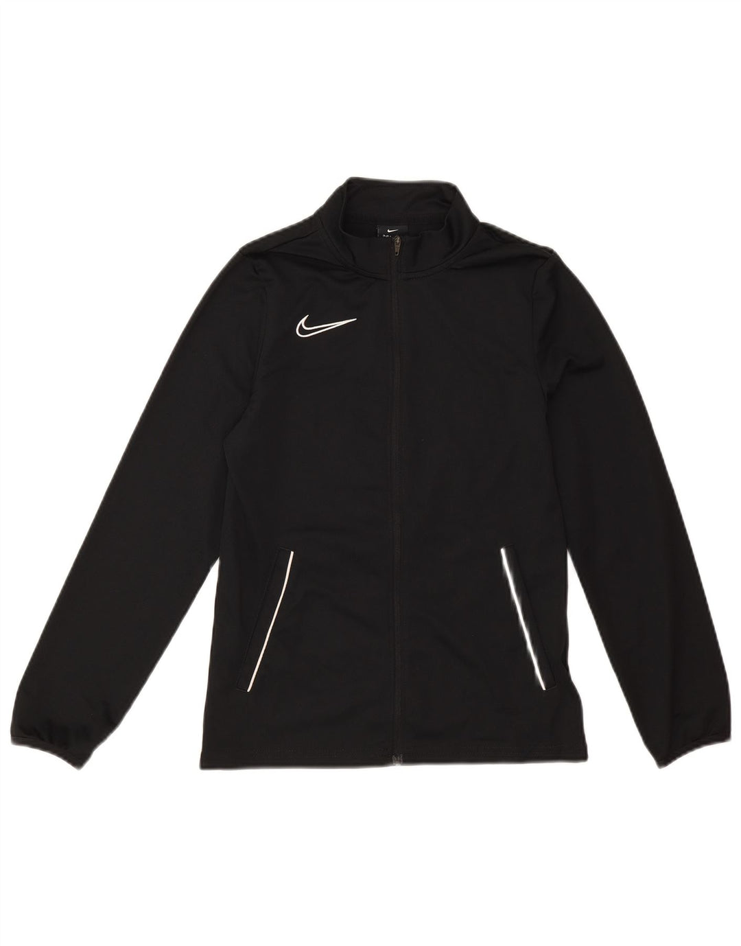 Nike Boys Tracksuit Top Jacket 12-13 Years Large Black Polyester
