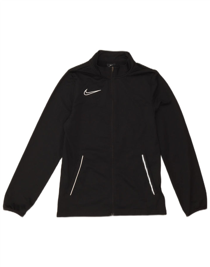 Nike Boys Tracksuit Top Jacket 12-13 Years Large Black Polyester
