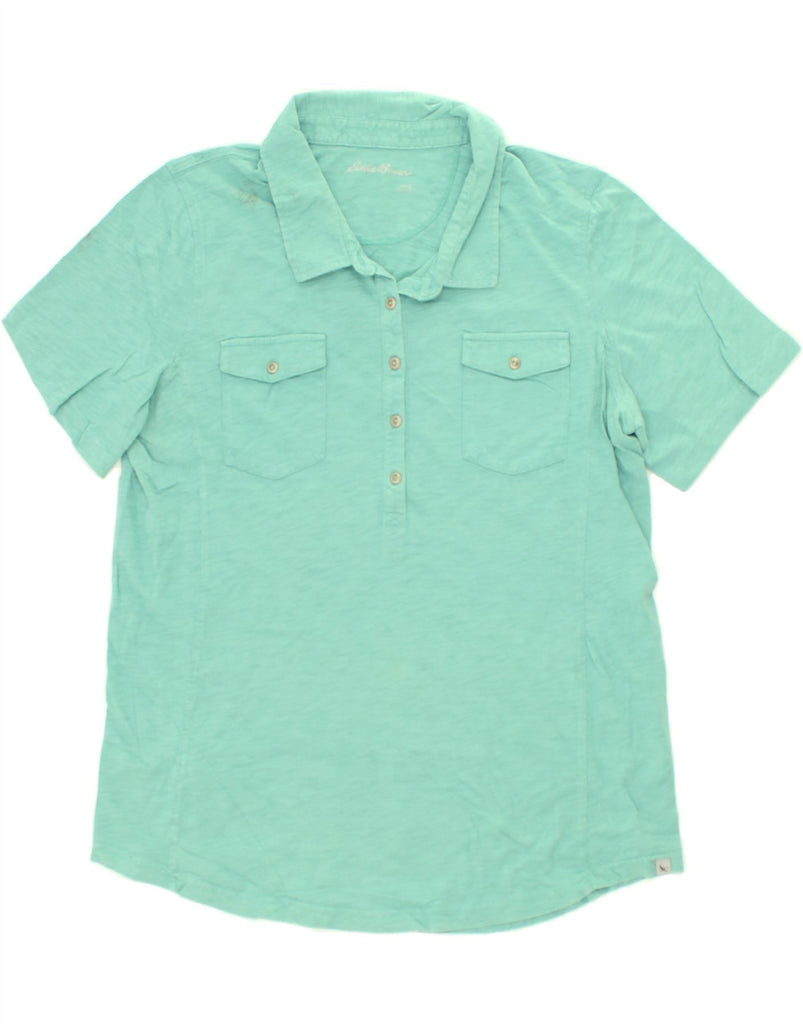 EDDIE BAUER Womens Polo Shirt UK 16 Large Turquoise Cotton | Vintage Eddie Bauer | Thrift | Second-Hand Eddie Bauer | Used Clothing | Messina Hembry 