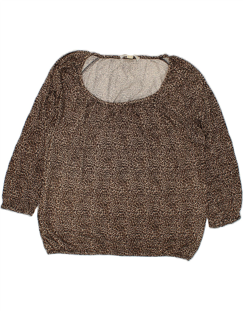MICHAEL KORS Womens Long Sleeve Blouse Top UK 14 Medium Brown Animal Print Vintage Michael Kors and Second-Hand Michael Kors from Messina Hembry 