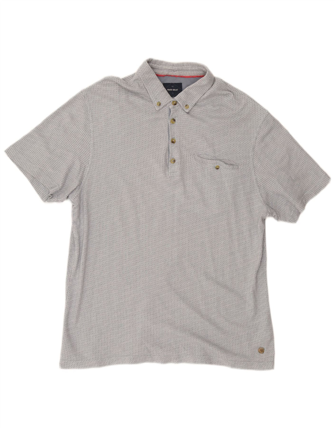 WHITE STUFF Mens Polo Shirt Large Grey Geometric Cotton