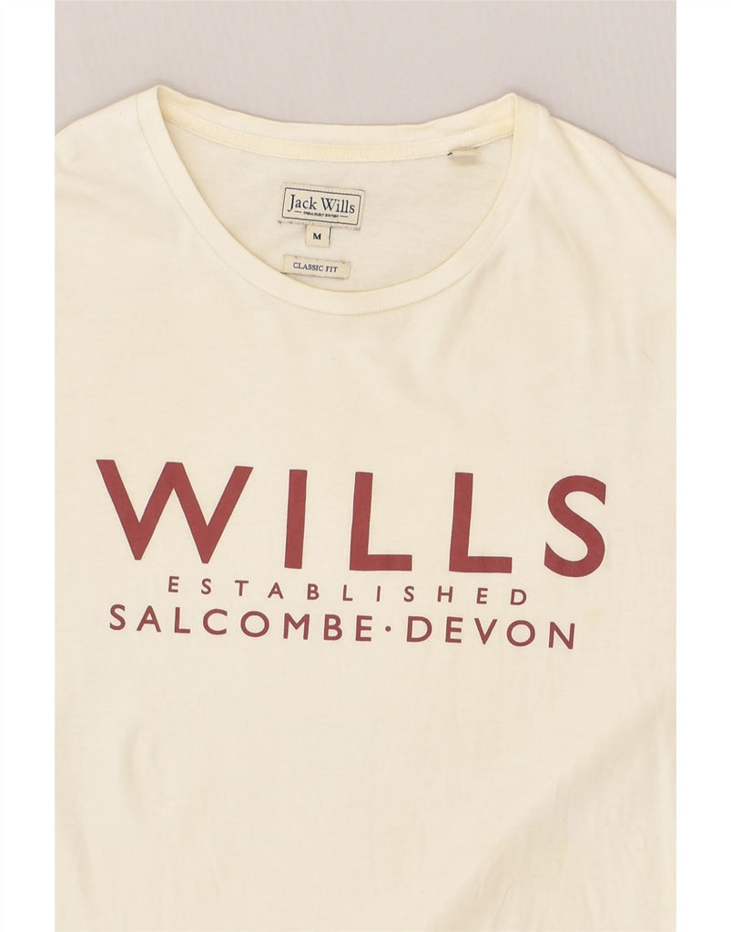 JACK WILLS Mens Classic Fit Graphic T-Shirt Top Medium Off White Cotton | Vintage Jack Wills | Thrift | Second-Hand Jack Wills | Used Clothing | Messina Hembry 