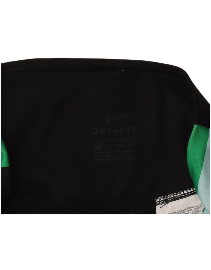 Nike Womens Graphic Leggings UK 6 XS Black Colourblock Polyester