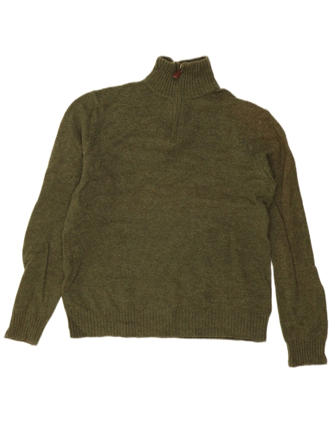 J. Crew Mens Zip Neck Jumper Sweater Medium Green Wool