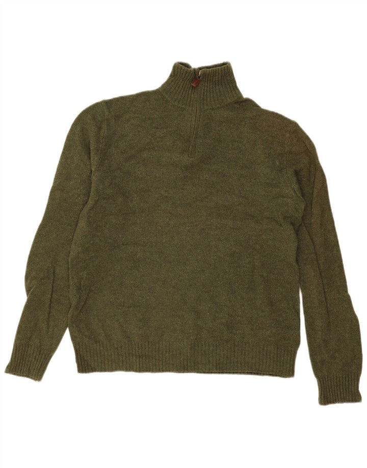 J. Crew Mens Zip Neck Jumper Sweater Medium Green Wool