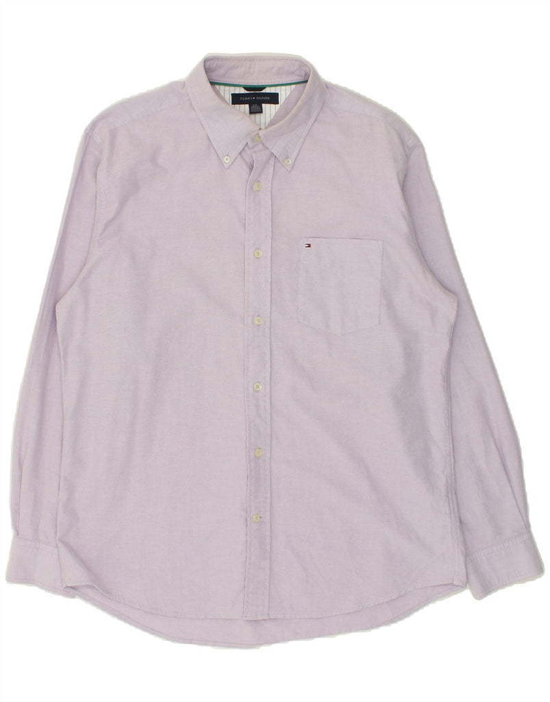 TOMMY HILFIGER Mens Shirt Large Purple Cotton | Vintage Tommy Hilfiger | Thrift | Second-Hand Tommy Hilfiger | Used Clothing | Messina Hembry 