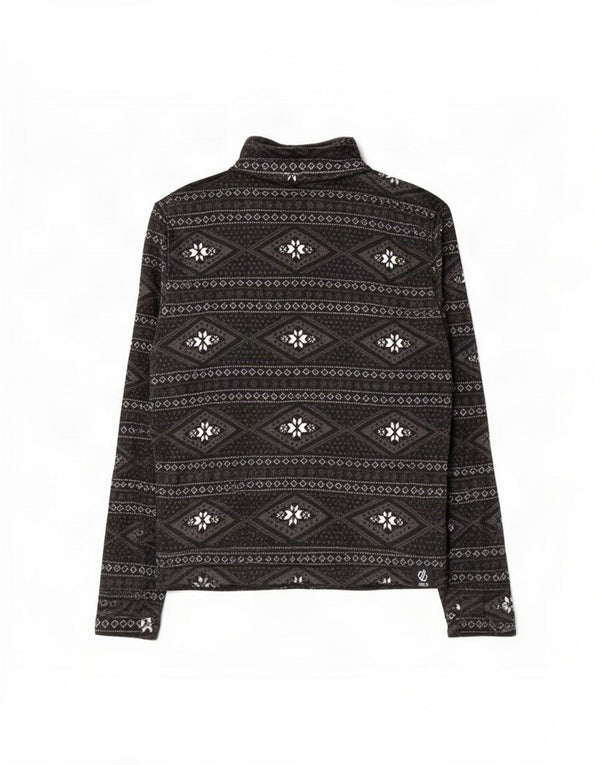 Dare 2b Womens Zip Neck Fleece Jumper UK 12 Medium Black Fair Isle