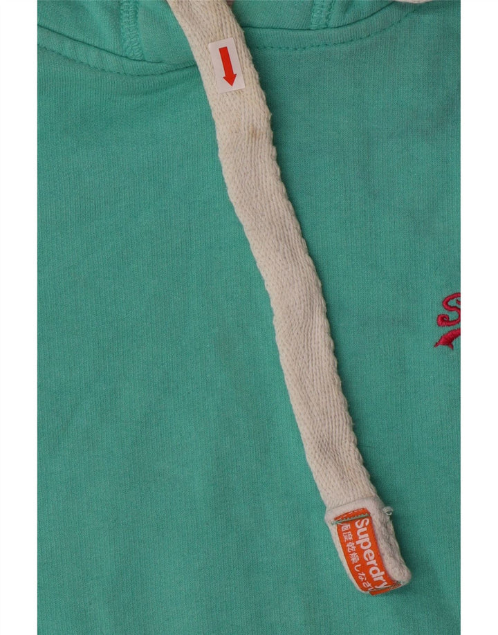 Superdry Womens Hoodie Jumper UK 12 Medium Turquoise Cotton