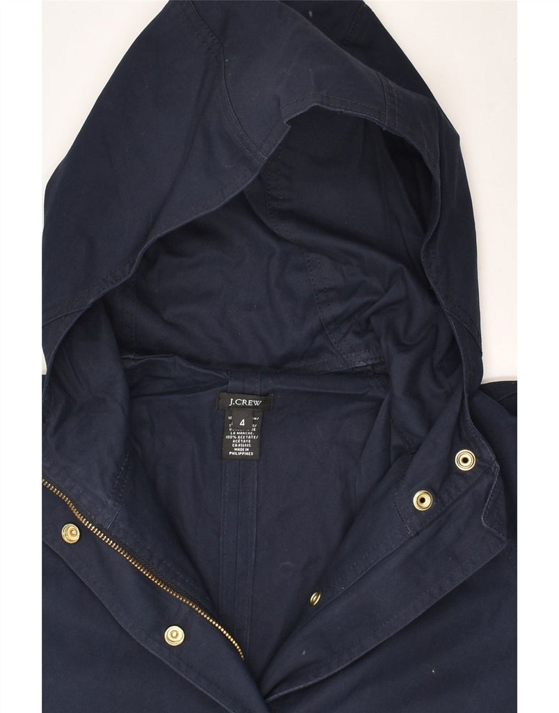 J. CREW Womens Loose Fit Hooded Overcoat US 4 Small Navy Blue Cotton | Vintage J. Crew | Thrift | Second-Hand J. Crew | Used Clothing | Messina Hembry 