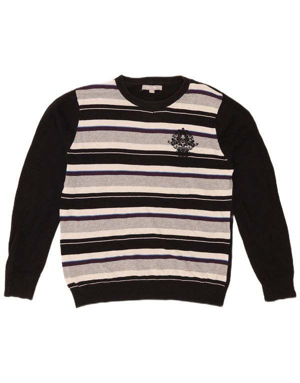 Jack & Jones Boys Crew Neck Jumper Sweater 15-16 Years Black Striped Cotton