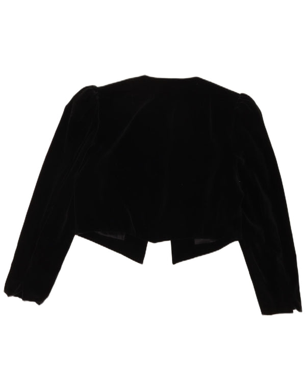 Helene Straber Womens Open Velvet Bolero Jacket EU 42 Large Black Cotton