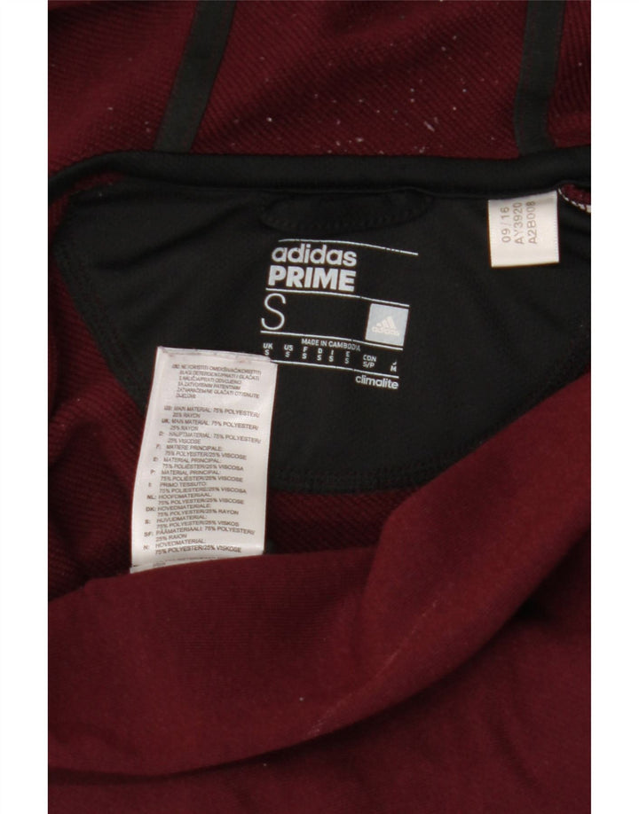 Adidas Mens Graphic Zip Hoodie Sweater Small Burgundy Polyester