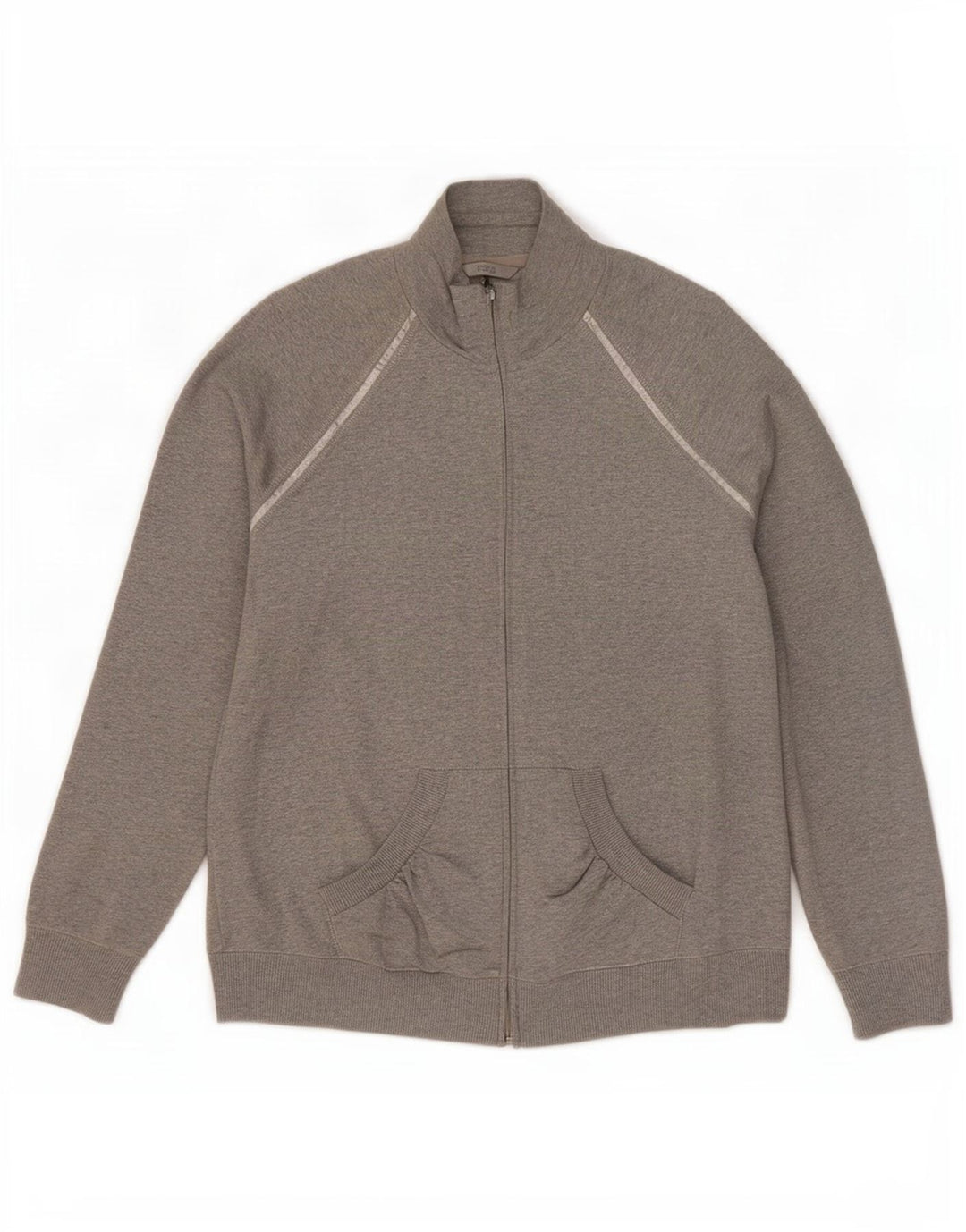 Marks & Spencer Womens Tracksuit Top Jacket UK 16 Large Grey Cotton