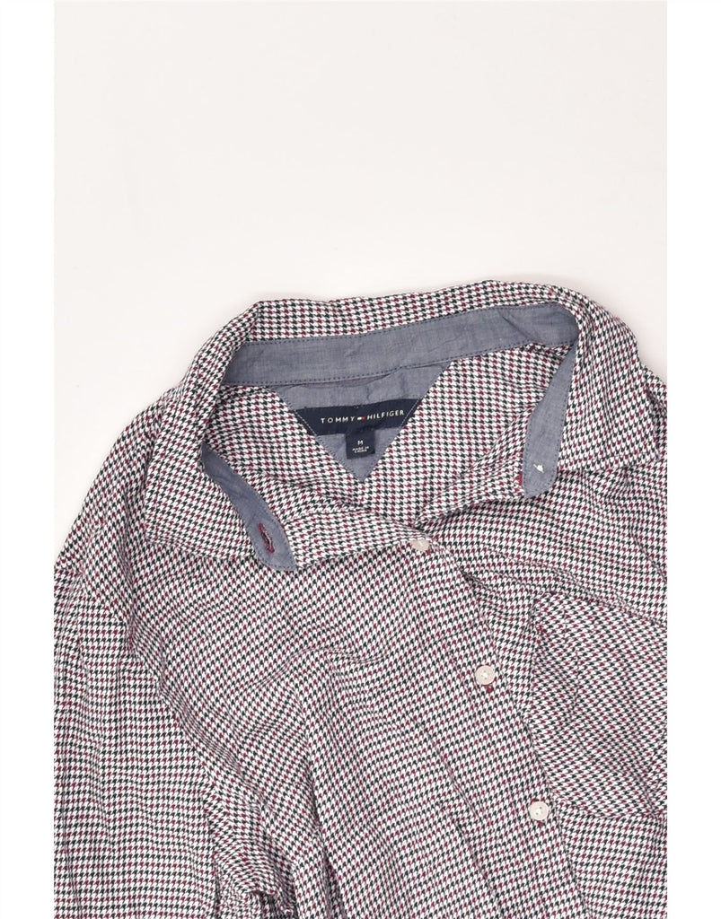 TOMMY HILFIGER Womens Shirt UK 14 Medium Grey Houndstooth Cotton | Vintage Tommy Hilfiger | Thrift | Second-Hand Tommy Hilfiger | Used Clothing | Messina Hembry 