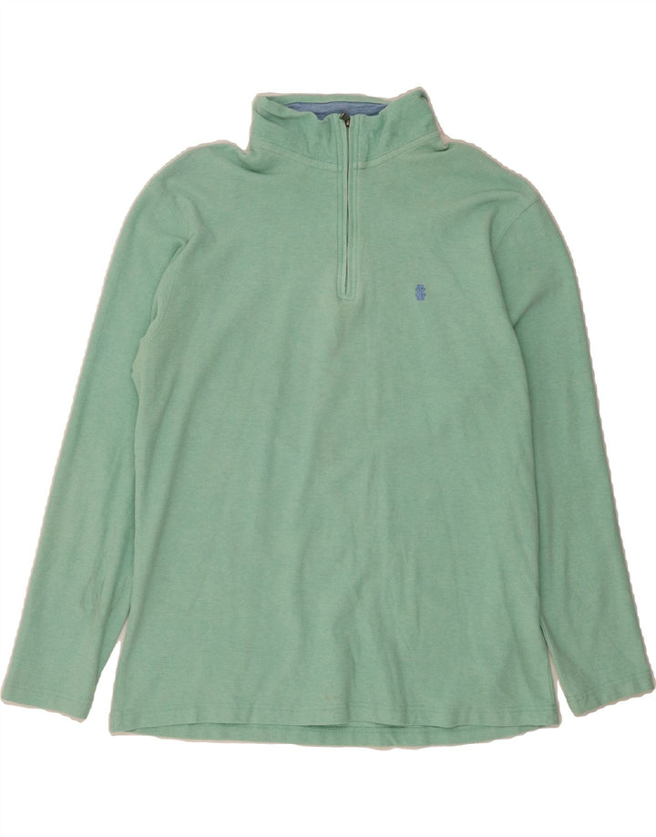 IZOD Womens Zip Neck Sweatshirt Jumper UK 18 XL Green Cotton Vintage Izod and Second-Hand Izod from Messina Hembry 