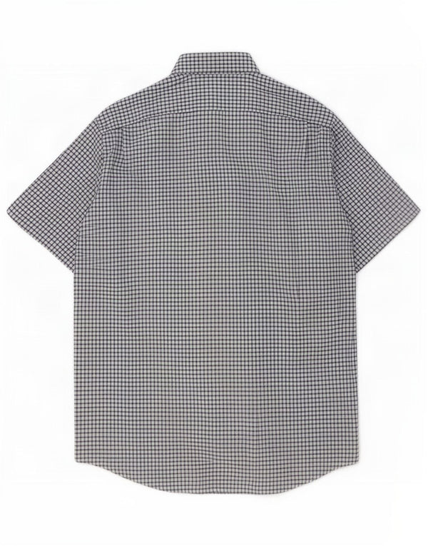 Lacoste Mens Short Sleeve Shirt Size 42 Large White Check Cotton
