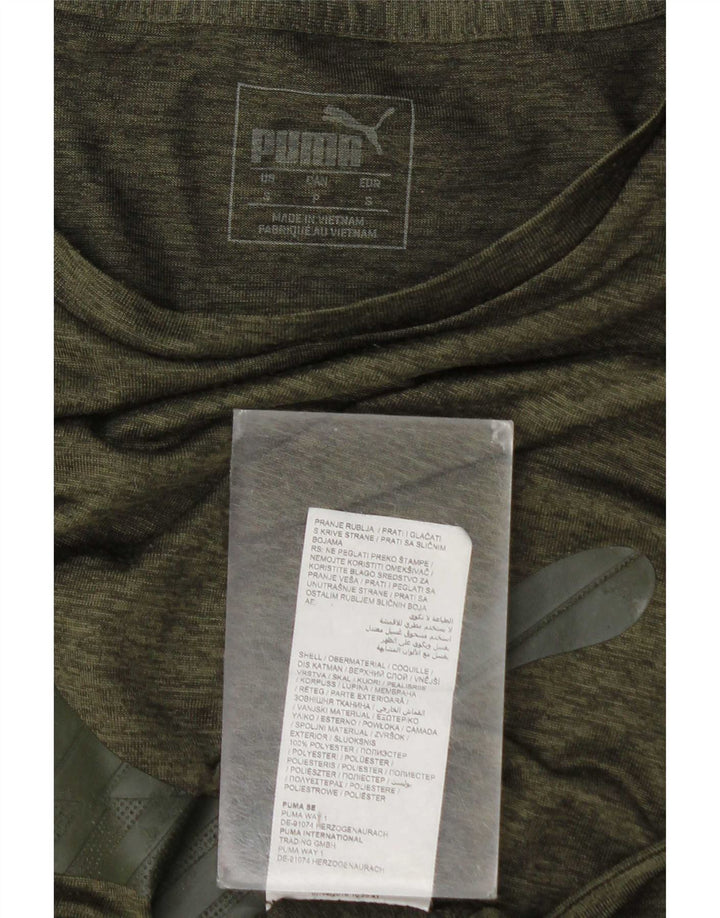 Puma Mens Graphic T-Shirt Top Small Khaki Polyester
