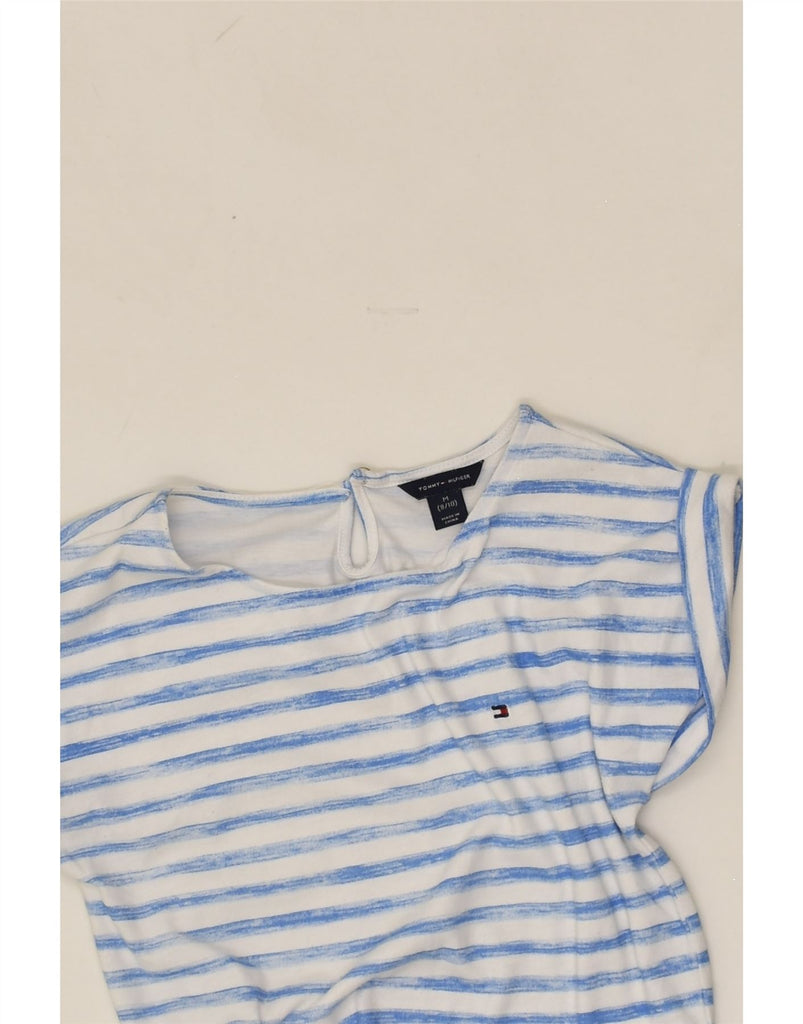 TOMMY HILFIGER Girls Basic Dress 8-9 Years Medium Blue Striped Cotton | Vintage Tommy Hilfiger | Thrift | Second-Hand Tommy Hilfiger | Used Clothing | Messina Hembry 