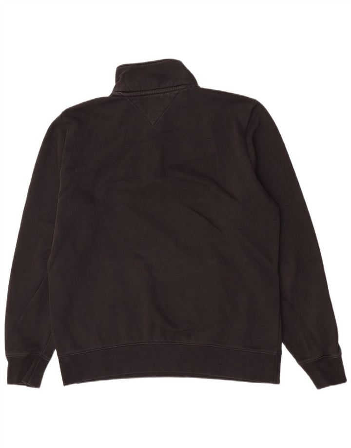 Tommy Hilfiger Mens Graphic Zip Neck Sweatshirt Jumper Medium Black Cotton