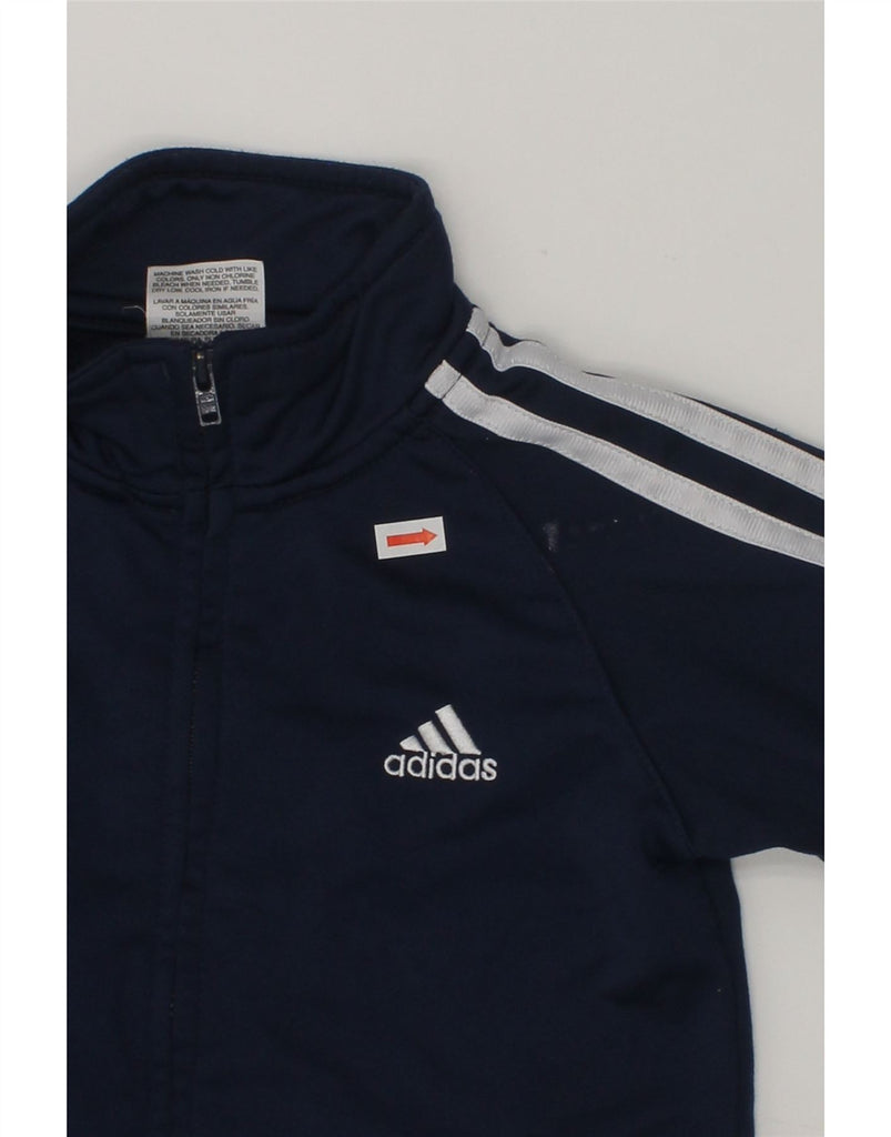 ADIDAS Boys Graphic Tracksuit Top Jacket 4-5 Years Navy Blue Polyester | Vintage Adidas | Thrift | Second-Hand Adidas | Used Clothing | Messina Hembry 