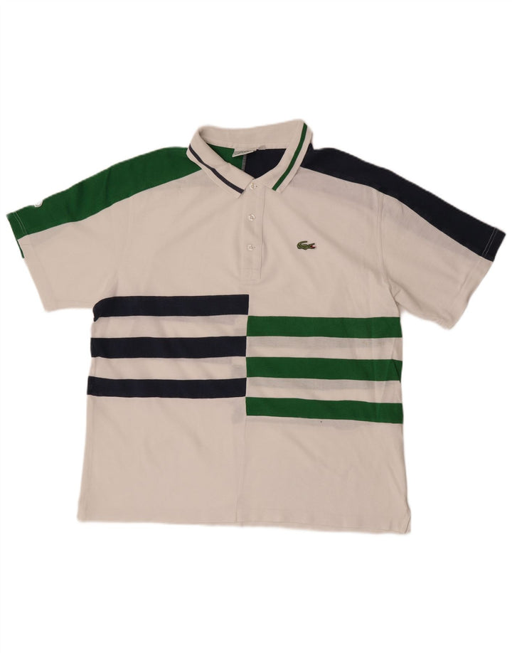 Lacoste Mens Polo Shirt Size 6 XL White Striped