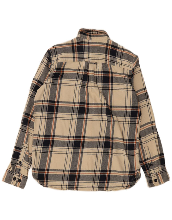 Jack & Jones Mens Regular Fit Flannel Shirt Small Beige Check Cotton
