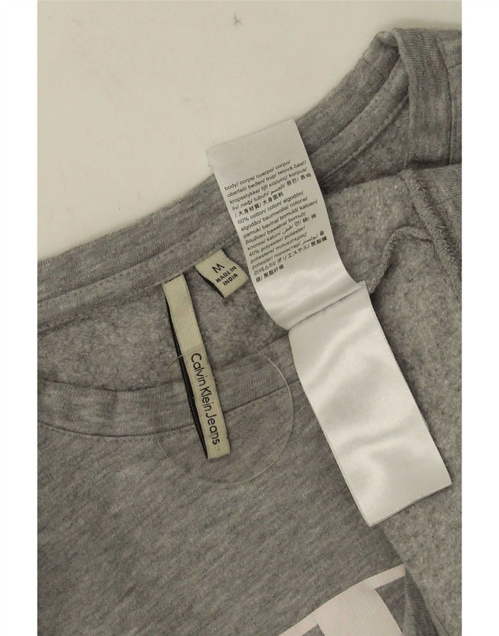 Calvin Klein Jeans Mens Graphic Sweatshirt Jumper Medium Grey Cotton
