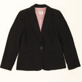 OASIS Womens 1 Button Blazer Jacket UK 14 Medium Black Pinstripe Polyester Vintage Oasis and Second-Hand Oasis from Messina Hembry 