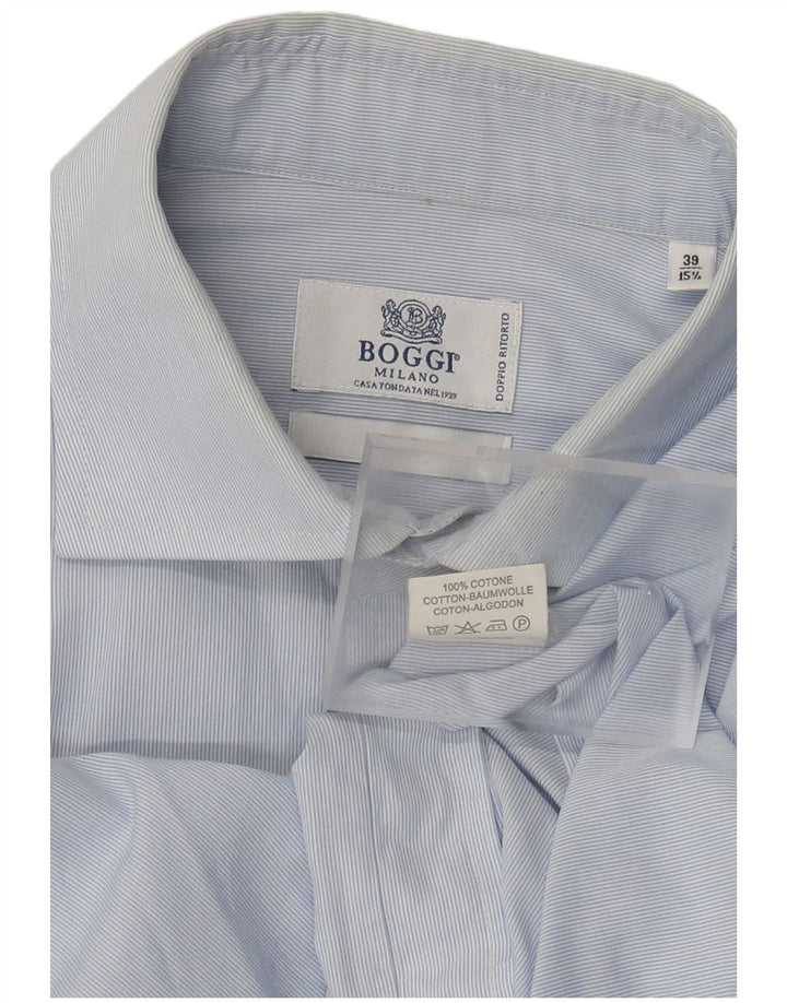 Boggi Milano Mens Shirt Size 38 15 1/2 Medium Blue Cotton