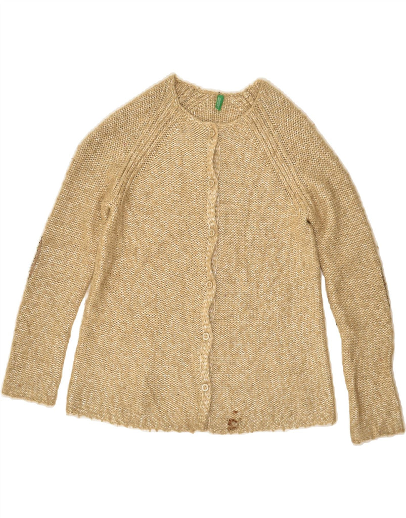 BENETTON Girls Cardigan Sweater 7-8 Years Medium Beige Polyamide | Vintage Benetton | Thrift | Second-Hand Benetton | Used Clothing | Messina Hembry 