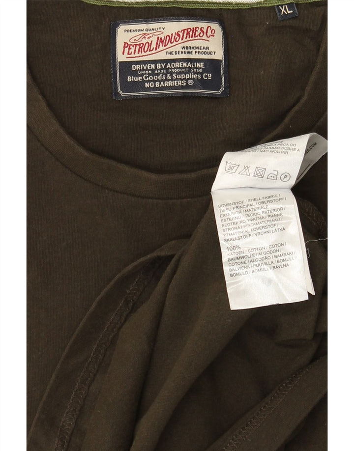 PETROL INDUSTRIES Mens Top Long Sleeve XL Khaki Cotton