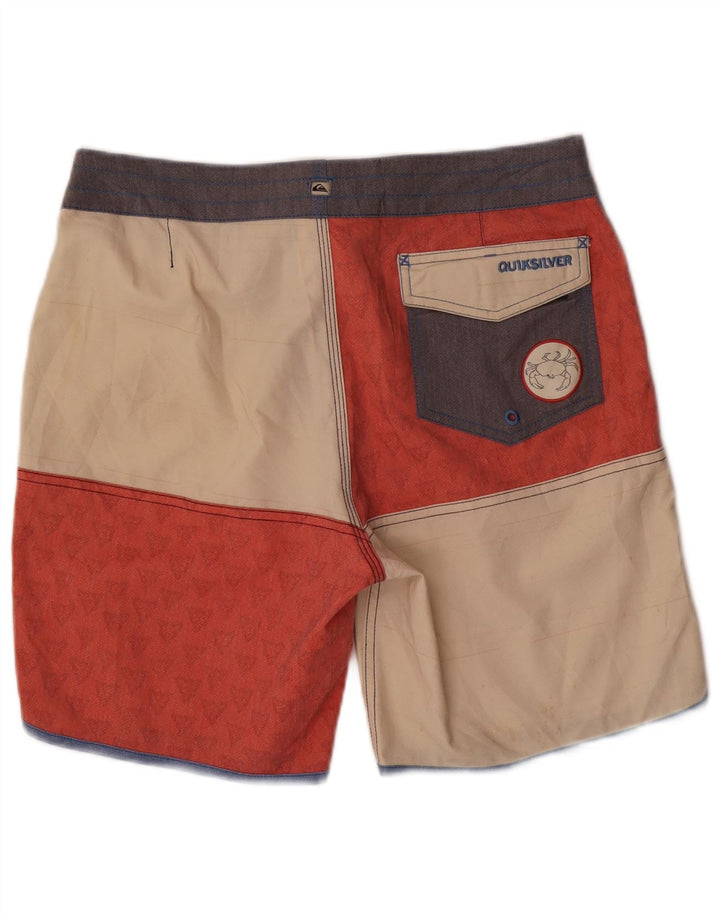 Quiksilver Mens Swimming Shorts Medium  Red Colourblock Polyester