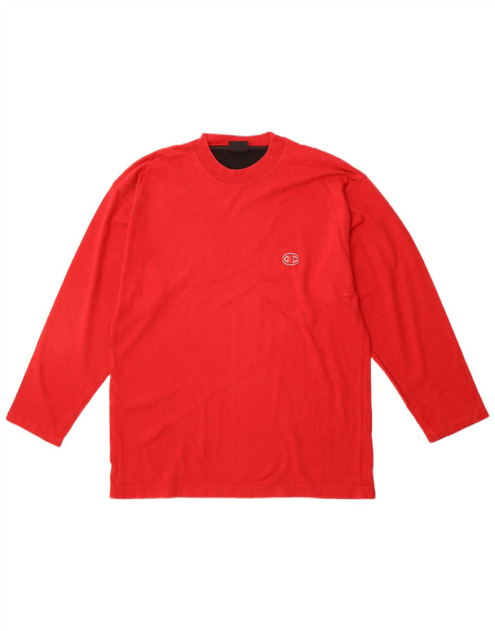 CHAMPION Mens Top Long Sleeve Large Red Cotton