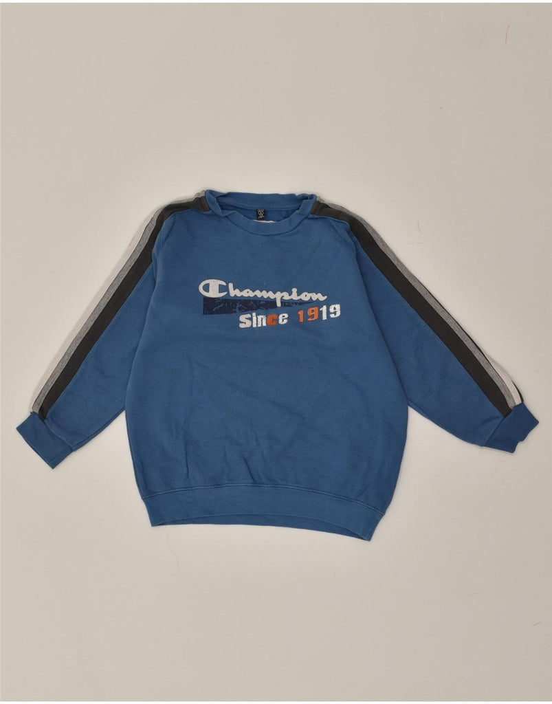 CHAMPION Boys Graphic Sweatshirt Jumper 7-8 Years Small  Blue Cotton | Vintage Champion | Thrift | Second-Hand Champion | Used Clothing | Messina Hembry 