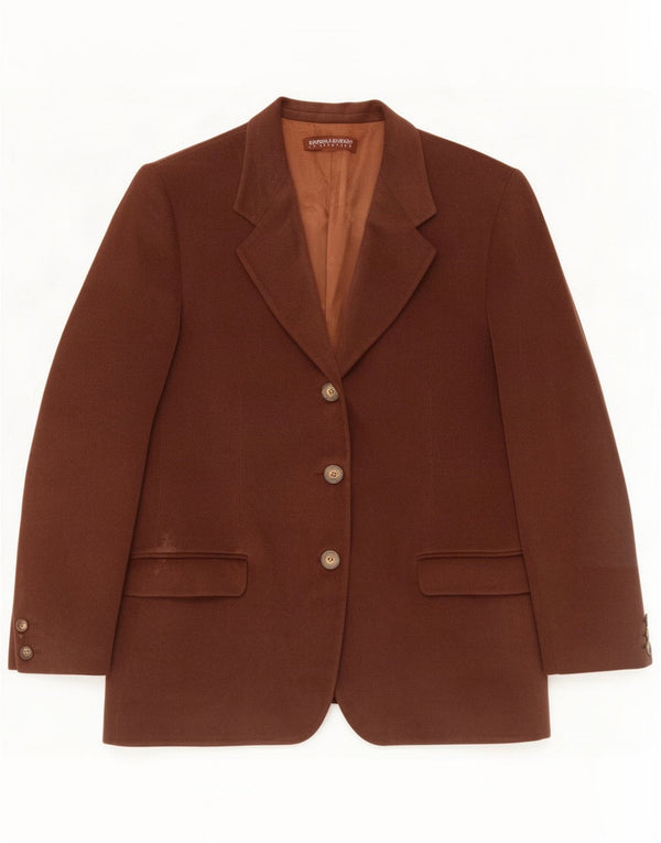 Mariella Burani Womens 3 Button Blazer Jacket IT 46 Large Brown Viscose