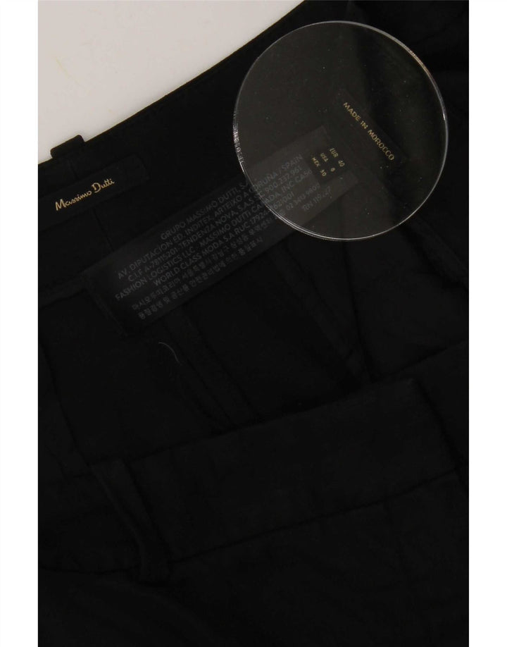 Massimo Dutti Womens Cropped Trousers EU 40 Medium W30 L25 Black Linen