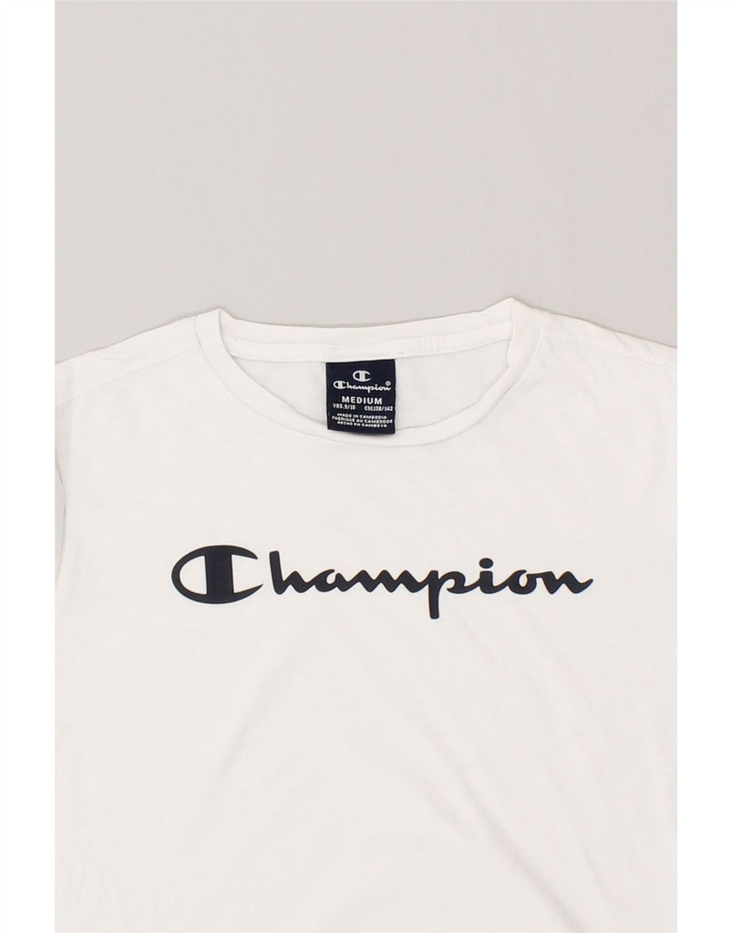 CHAMPION Boys Graphic T-Shirt Top 9-10 Years Medium  White Cotton | Vintage Champion | Thrift | Second-Hand Champion | Used Clothing | Messina Hembry 