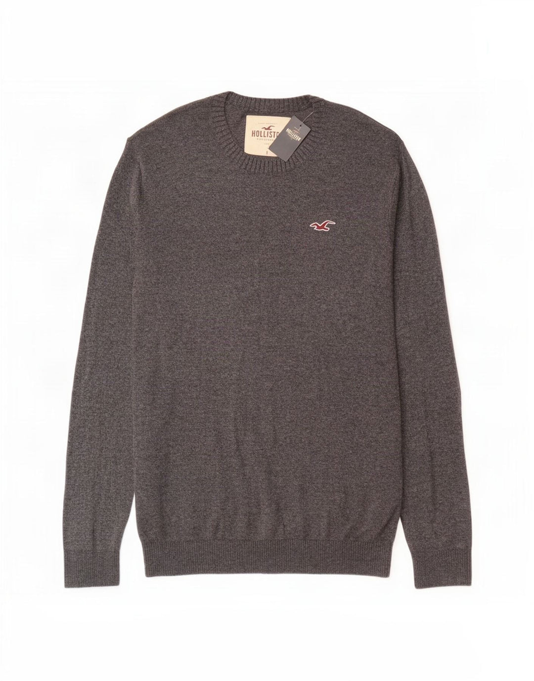 Hollister Mens Crew Neck Jumper Sweater Large Grey Cotton