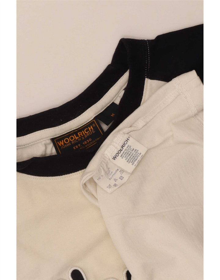 Woolrich Mens Graphic T-Shirt Top Medium White Colourblock Cotton