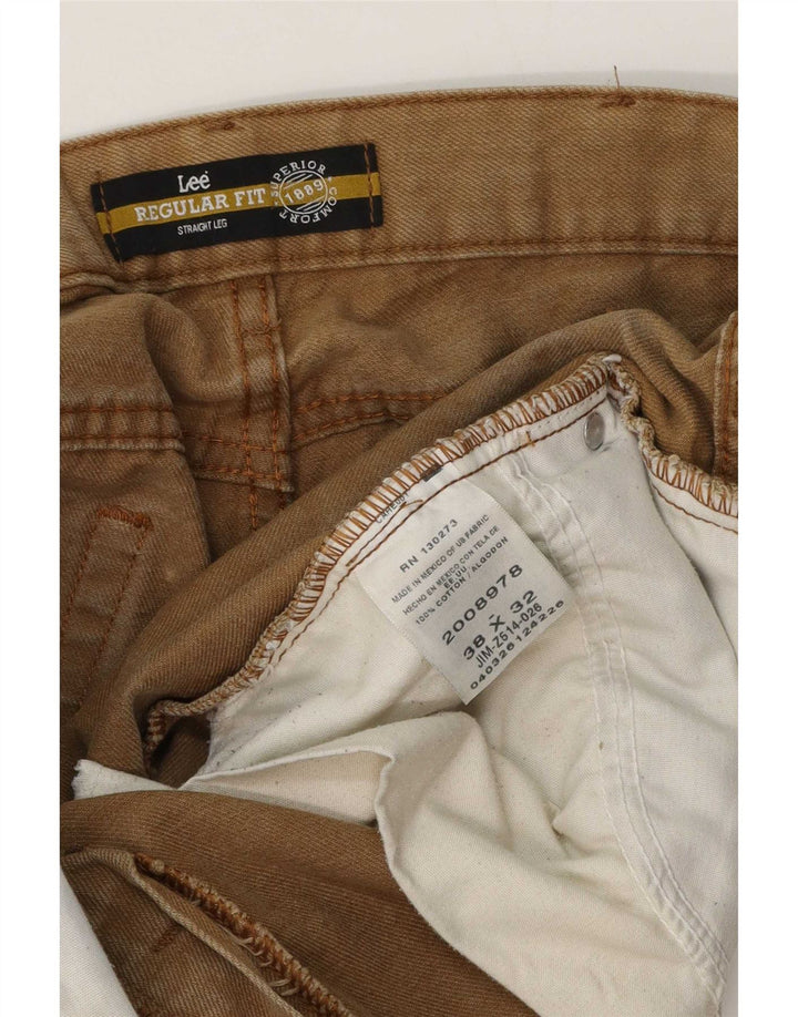 Lee Mens Regular Fit Straight Jeans W38 L32 Brown Cotton