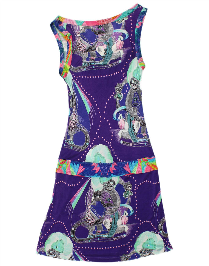 CUSTO BARCELONA Womens Abstract Pattern A-Line Dress UK 4 XS Purple