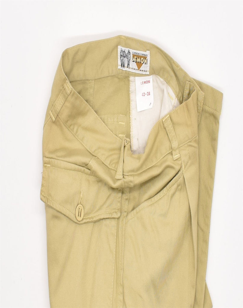 LEMON Womens Pegged Casual Trousers IT 42 Medium W28 L32 Beige Cotton | Vintage | Thrift | Second-Hand | Used Clothing | Messina Hembry 