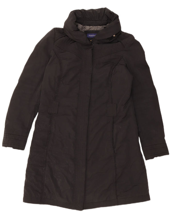TRUSSARDI JEANS Womens Windbreaker Coat IT 44 Medium Black Polyester