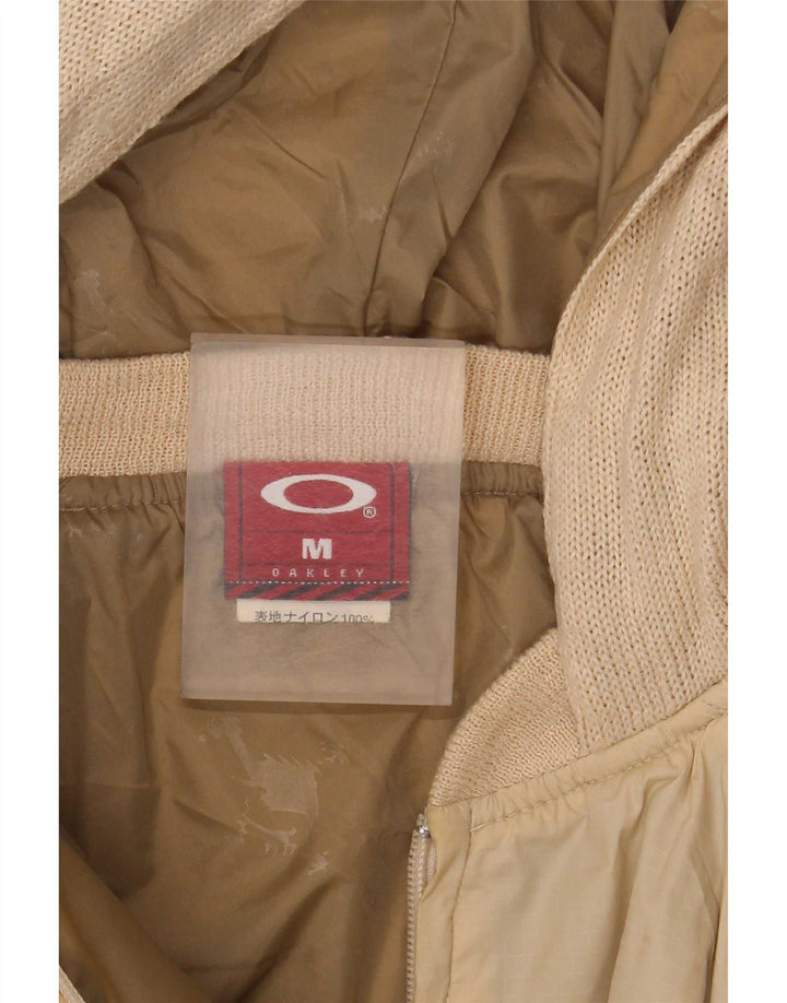 Oakley Mens Hooded Bomber Jacket UK 38 Medium Beige Nylon